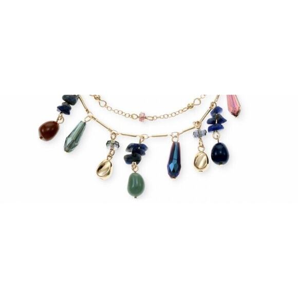 Style&co Crystal Layered Necklace Gold Tone Chain Charm Beads Chic Stylish NWT - Picture 4 of 7